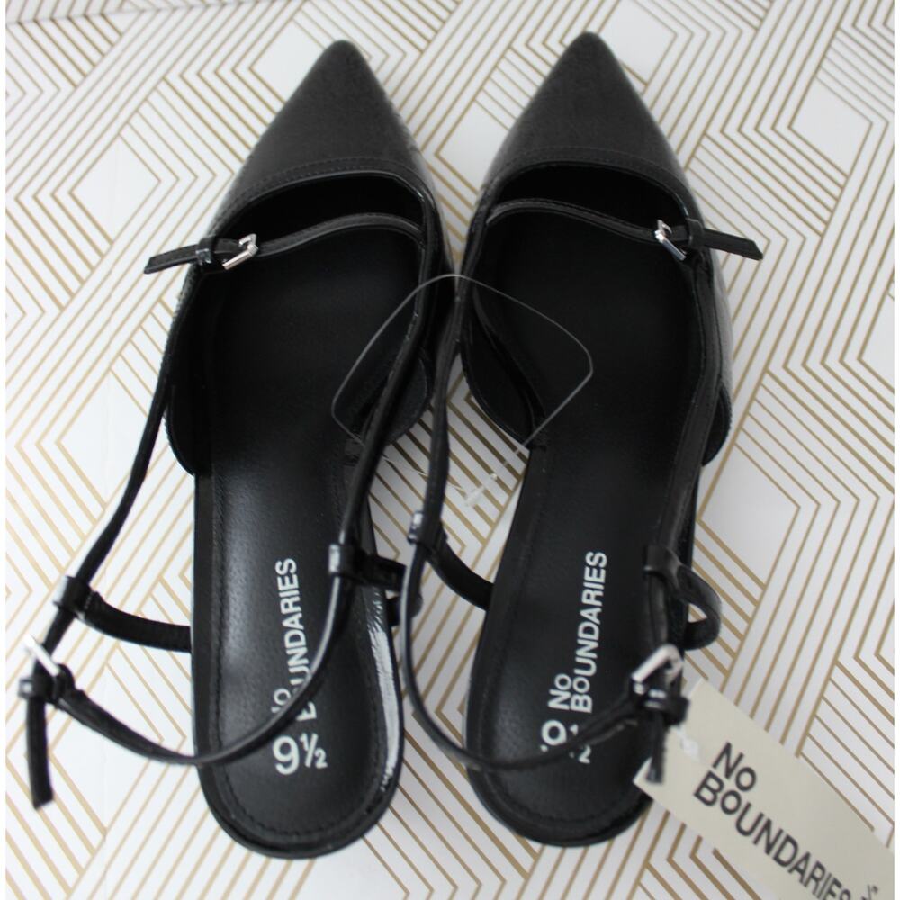 No Boundaries Womens Kitten Heel Slingbacks Black Size 9.5 New - Picture 6 of 8